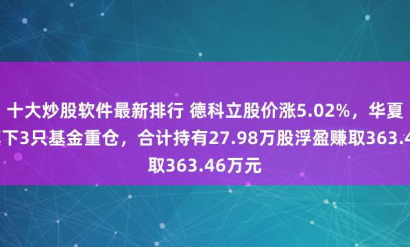 十大炒股软件最新排行 德科立股价涨5.02%，华夏基金旗下3只基金重仓，合计持有27.98万股浮盈赚取363.46万元